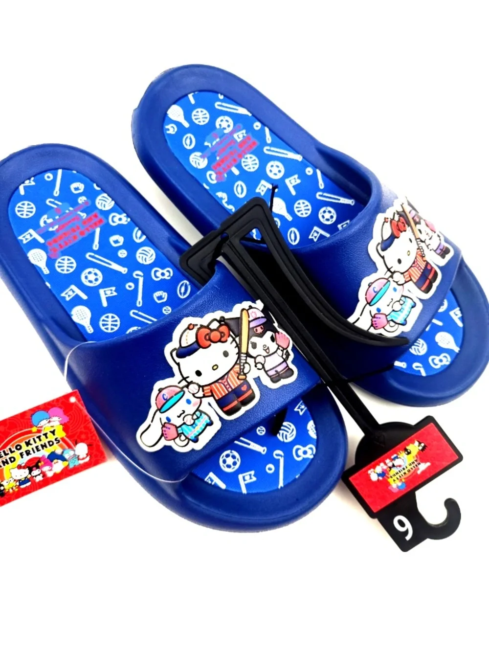 Girls Sandals Shoes Size 6 Hello Kitty Slides Blue Slip on Summer Footwear